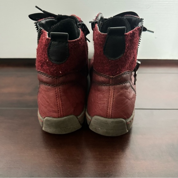 Size 10 (41) Remonte 8908 Women’s Leather Ankle Boots Red Lace Up Zip Comfort - Picture 4 of 7